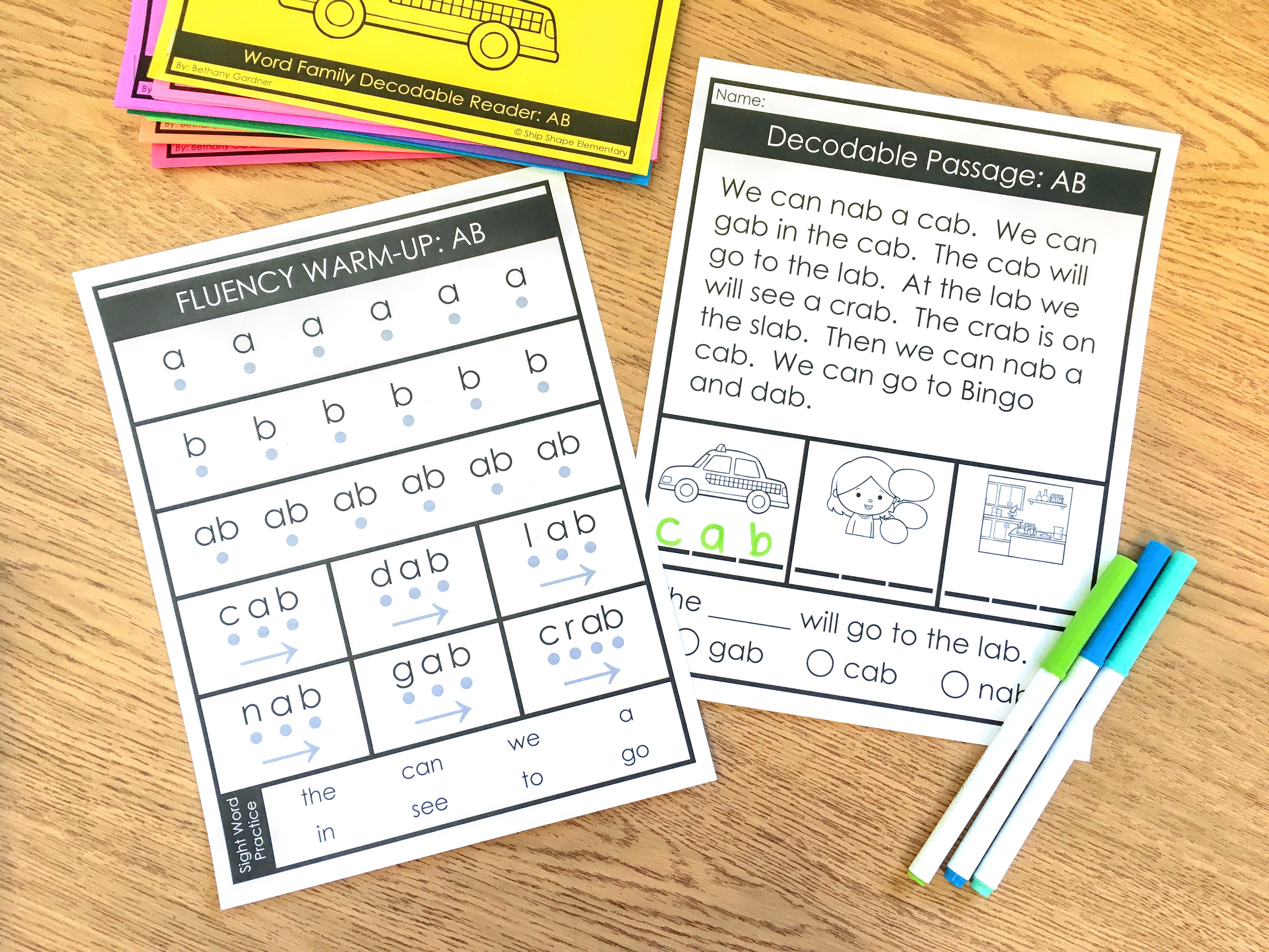 first grade fluency passages and a decodable warm-up practice page