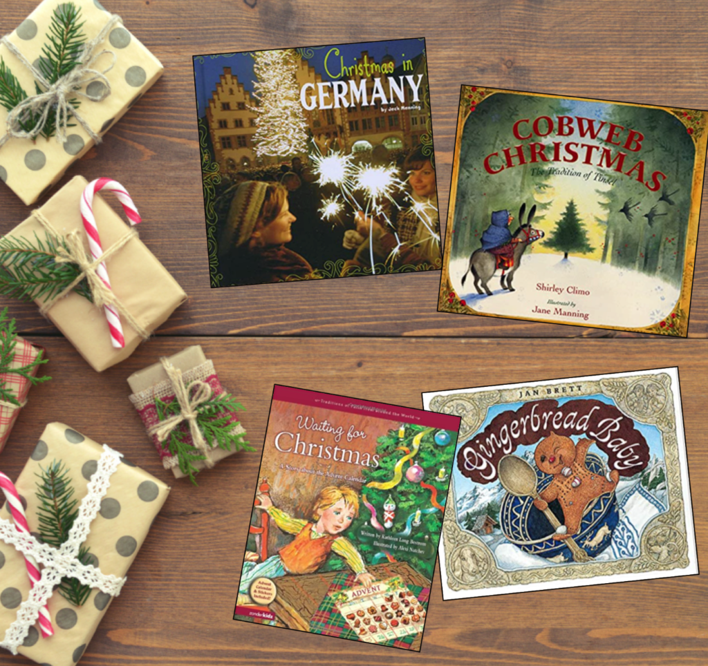 An image of picture book read alouds teachers can use to teach about Christmas around the world in their classrooms.