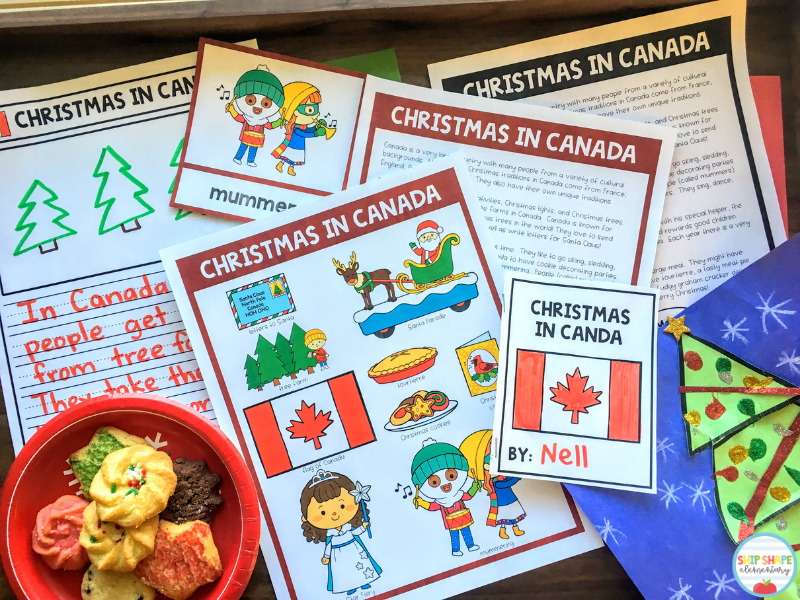 Resources that kindergarten, first grade, second grade, and homeschool teachers can use when teaching about Christmas in Canada, Christmas Around the World, and Holidays Around the World.