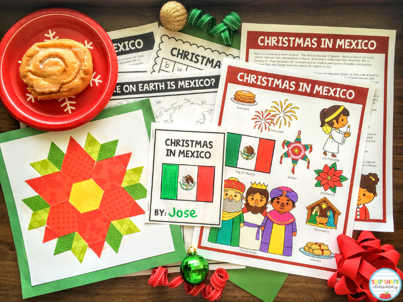 Resources that kindergarten, first grade, second grade, and homeschool teachers can use when teaching about Christmas in Mexico, Christmas Around the World, and Holidays Around the World.