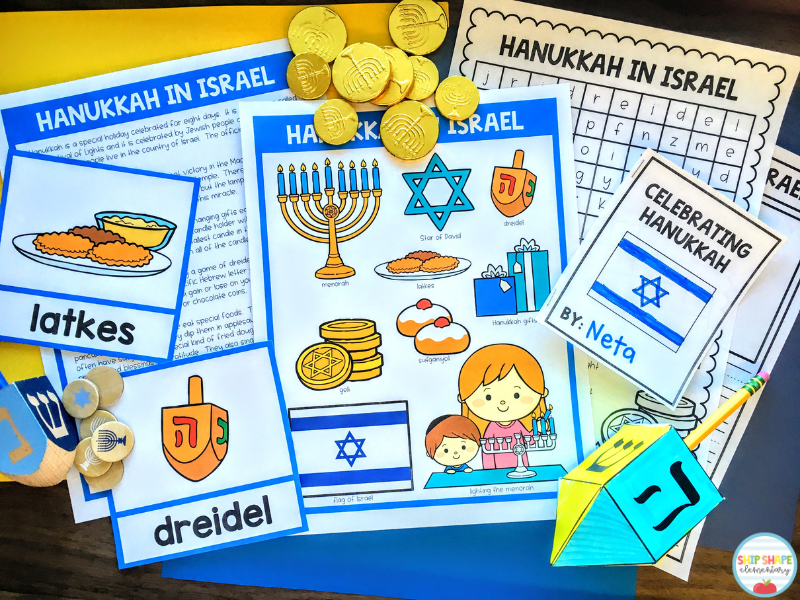 Resources that kindergarten, first grade, second grade, and homeschool teachers can use when teaching about Hanukkah and Holidays Around the World.